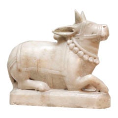 Antique A 19th Century Alabaster Nandi Bull