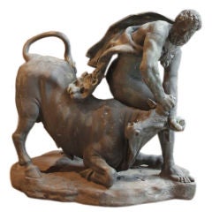 A Bronze Depicting Hercules Wrestling the Bull