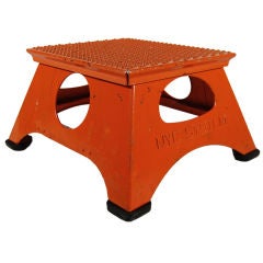 Industrial Stool in original orange paint Vintage Industrial Stool in original orange paint