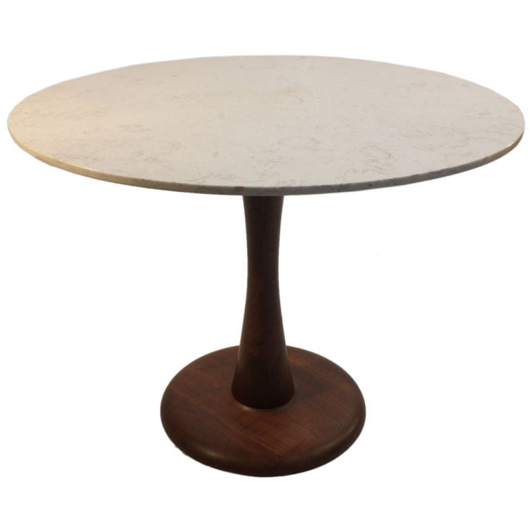 Marble Top Pedestal dinette table in the manner of Nanna Ditzel