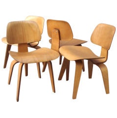 Retro Four Eames Evans Dining Chairs (dcw) by Charles and Ray Eames