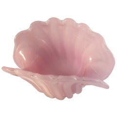 Pink Opalene Murano Shell Dish attributed to Seguso