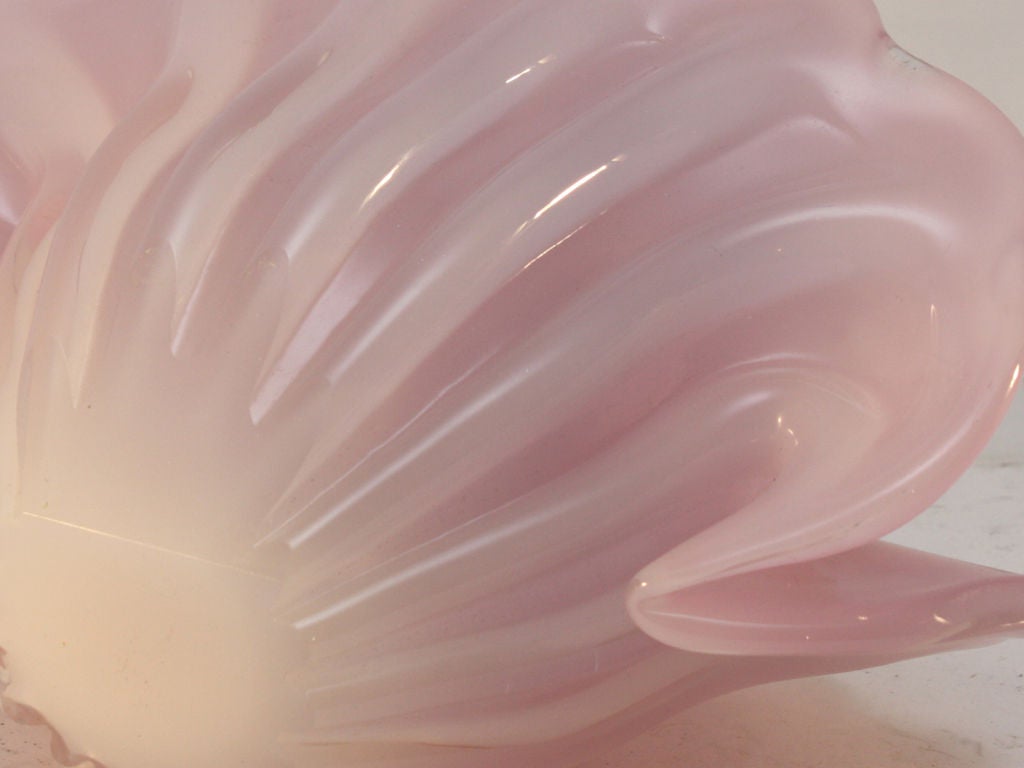 Mid-20th Century Pink Opalene Murano Shell Dish attributed to Seguso