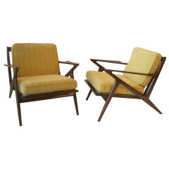 Pair of Walnut Lounge Chairs by Poul Jensen