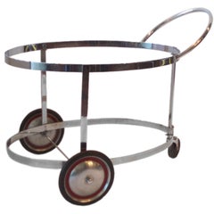 Carrello per bevande cromato a due piani in stile Machin art deco di Gilbert Rohde
