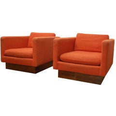 Pair of Modern lounge chairs with Rosewood bases