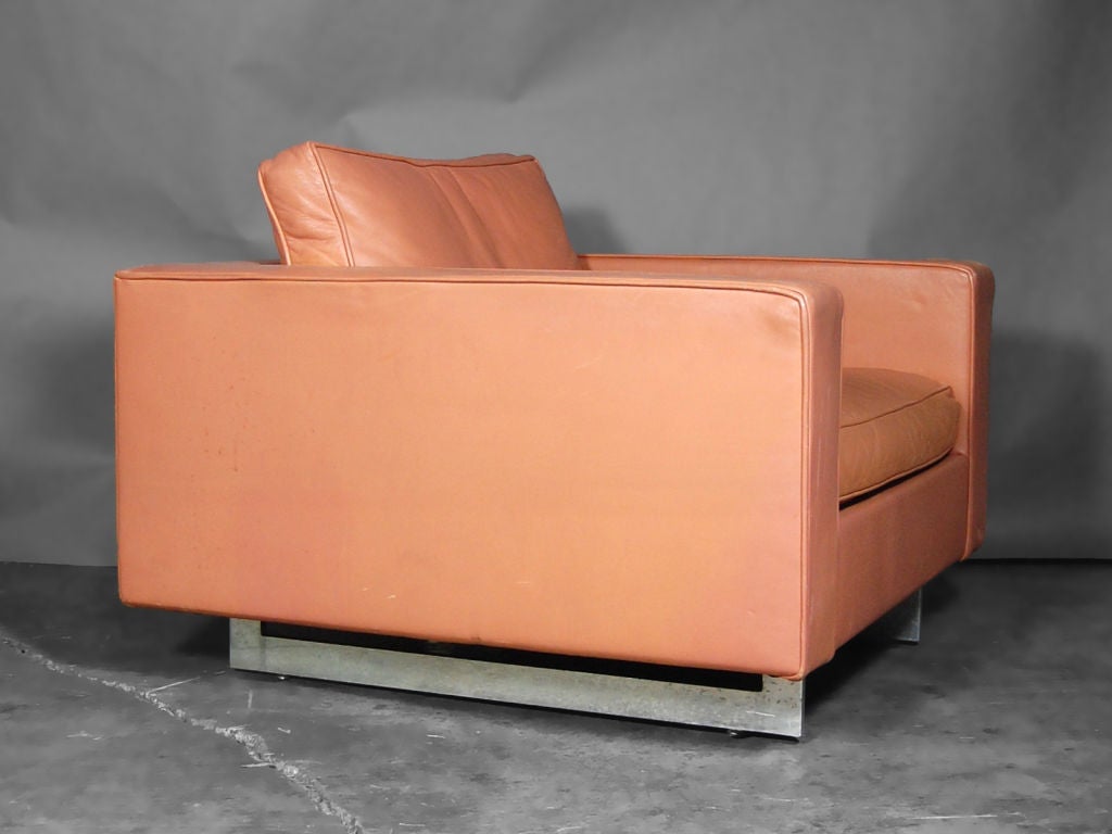American Rare Pair of Jens Risom Leather Lounge Chairs