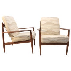 Pair of France and Daverkosen Danish Modern Arm Chairs