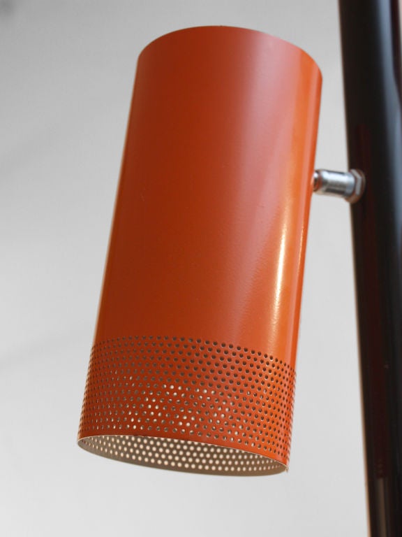 Architectural 3 light pole lamp with perforated metal can shades 1