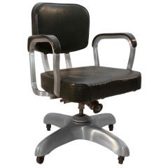 Vintage Art Deco Industrial Aluminum swivel adjustable desk chair