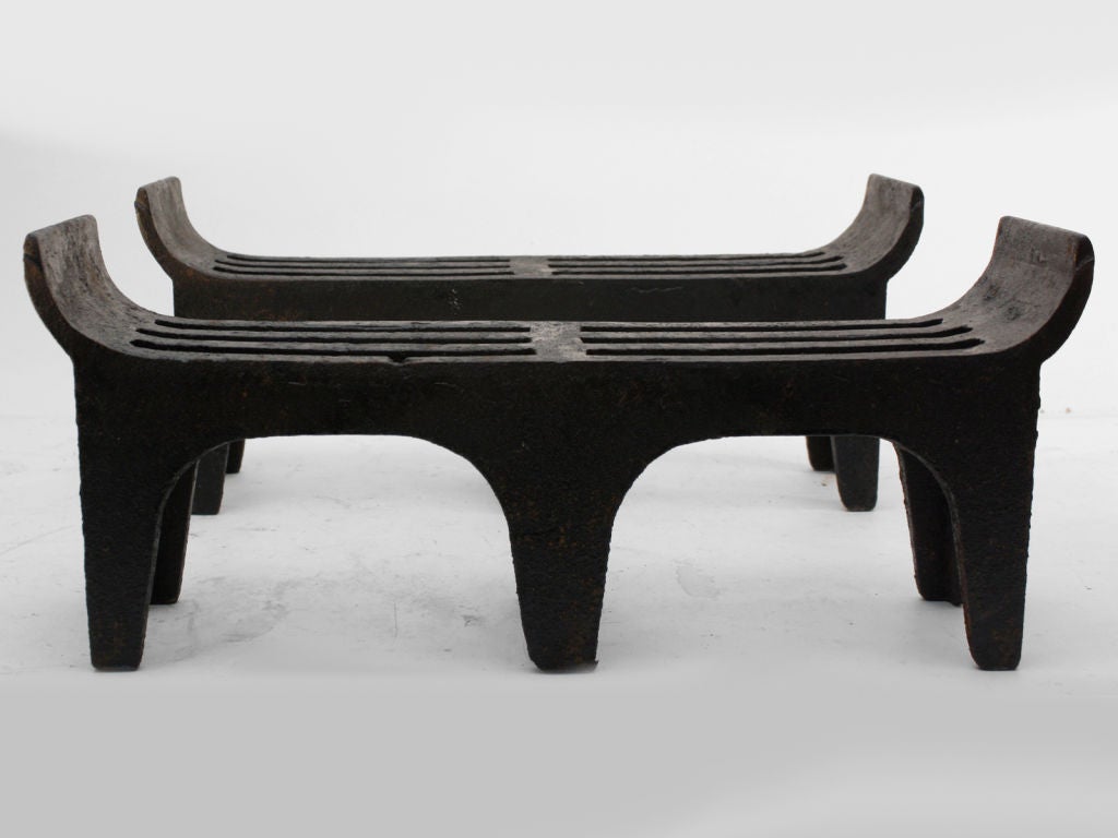 Pair 1950's Log Holder Fireplace inserts - Cast Iron marked 