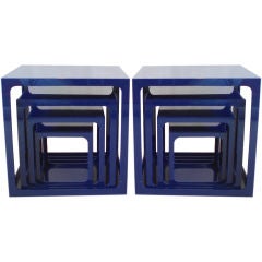 Pair of Blue Acrylic Nesting Tables by Alessandro Albrizzi