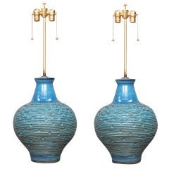 Pair of Modern Pottery Lamps
