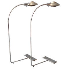 Pair Adjustable Height Chrome Floor Lamps by Cedric Hartman