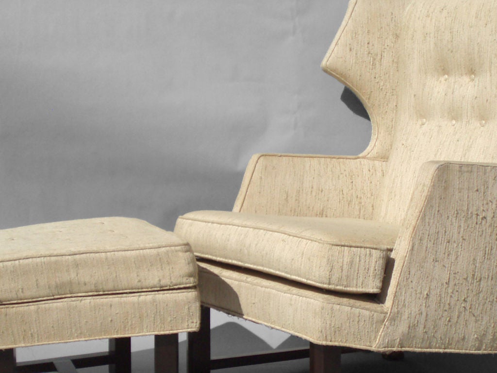 Mid-20th Century Gentleman's Reading Chair with Ottoman In the Style of  Wormley