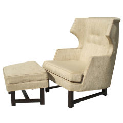 Gentleman's Reading Chair with Ottoman In the Style of  Wormley