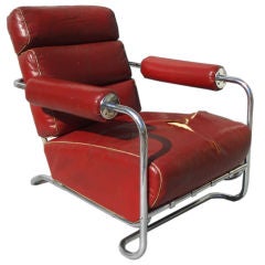Machine Age Leather and Chrome Lounge Chair by Rohde 12