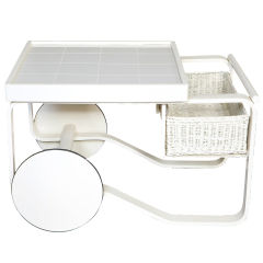 Vintage Alvar Aalto tea cart in white lacquer