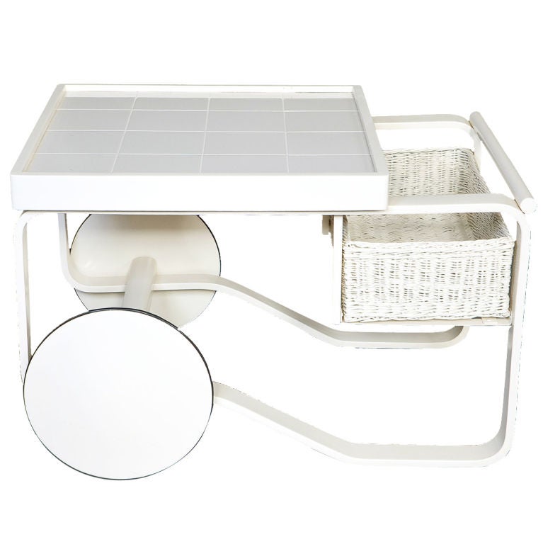 Alvar Aalto tea cart in white lacquer