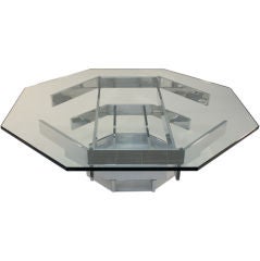 Octagon Thick glass top chrome base coffee