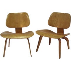 Pair of Blonde Lounge Chairs Wood by Charles Eames