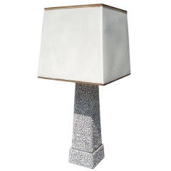 Large Black and White Pottery Lamp by Rita Sargen