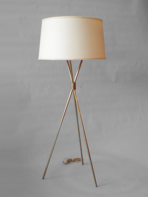 Brass Tripod Floor Lamp by Robsjohn-Gibbings for Hansen Co. 47
