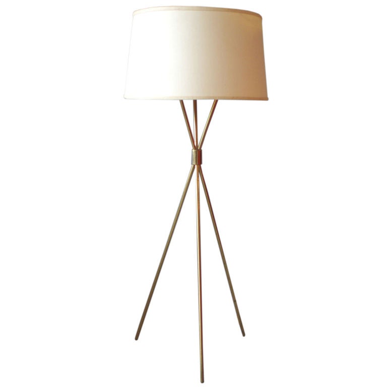 Brass Tripod Floor Lamp by Robsjohn-Gibbings for Hansen Co.