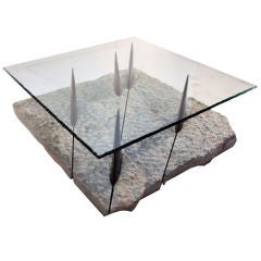 Vintage Incredible Marble and Glass "Shark" Coffee Table