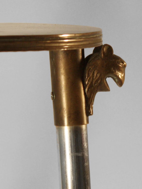 Mid-20th Century Chrome and Brass Art Deco Taboret