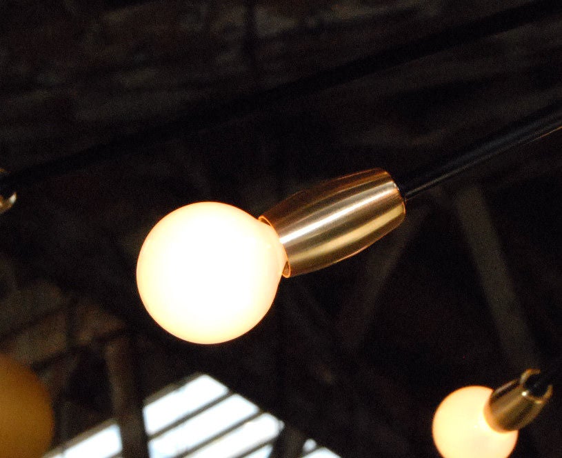 American Thirty-Six Lights Brass and Black Enamel Sputnik Light Fixture