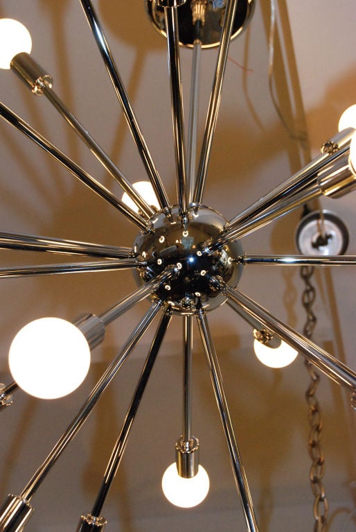 A  24 Light Chrome Sputnik Light Fixture In Good Condition In Los Angeles, CA