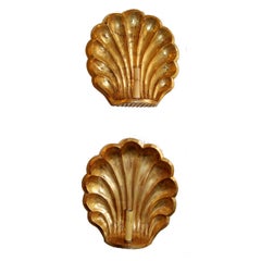 Pair of 22-Karat Gold Leaf Wall Sconces