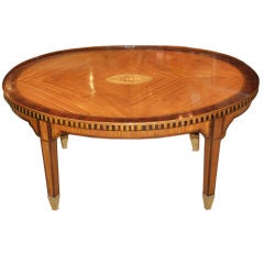 Dutch Marquetry Oval Cocktail Table