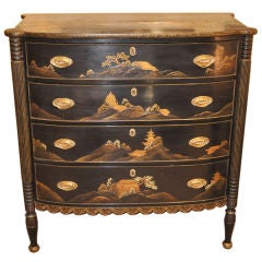 Regency Style Chinoiserie Decorated Black Lacquered Chest
