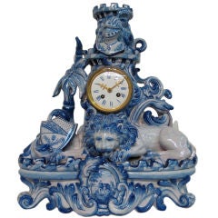Vintage French Faience Mantle Clock