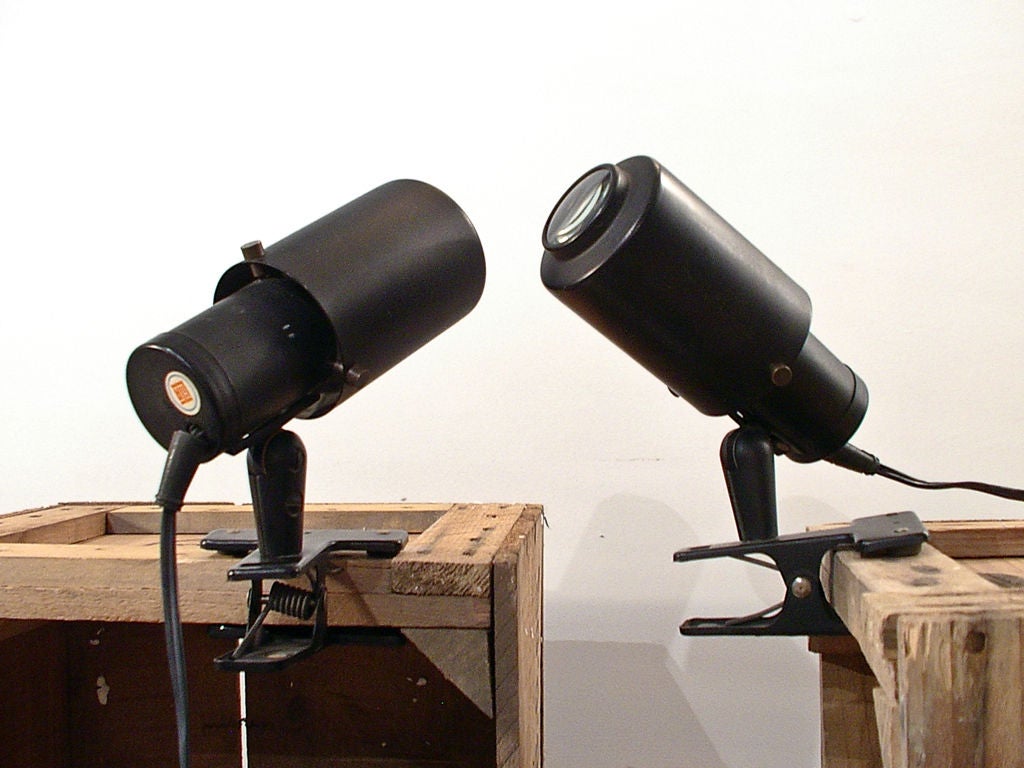 Jacques Biny Black Enamel Clamp Lamps by Lita