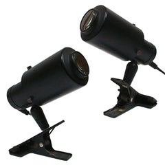 Jacques Biny Black Enamel Clamp Lamps by Lita