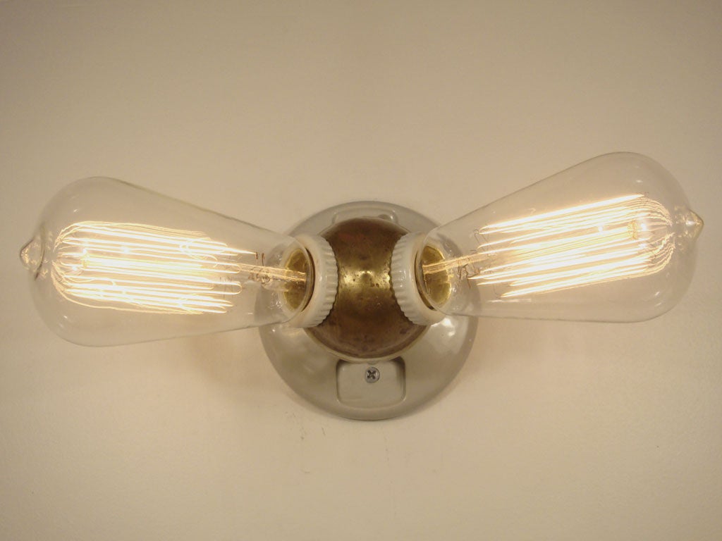 20th Century Two Bulb Splitter Flush Mount Lights