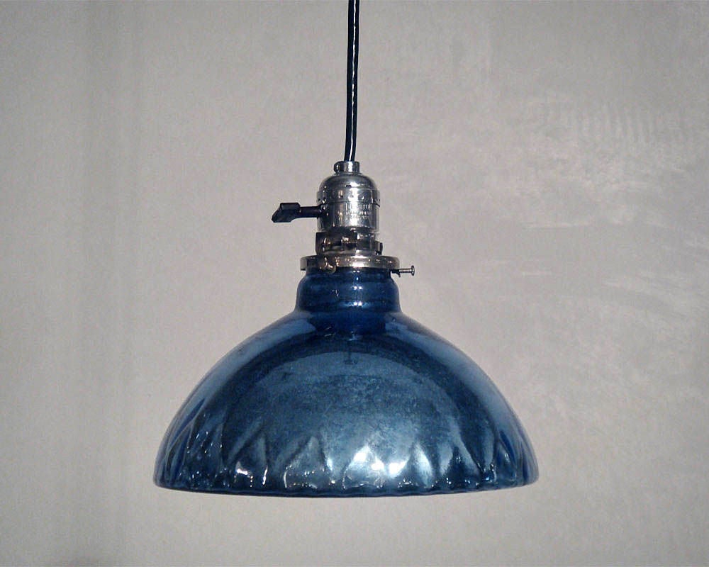 blue glass pendant lights