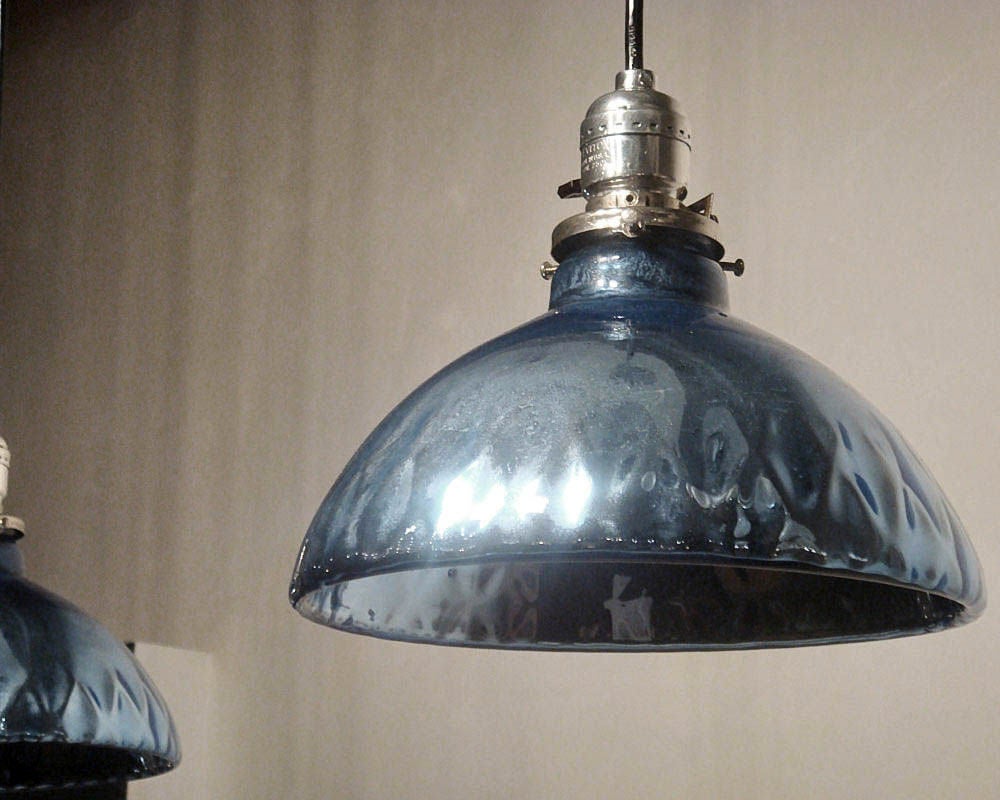 20th Century Blue Mercury Glass Pendant Lights