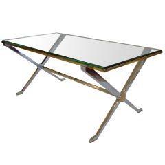 Chrome and Gilt Brass Coffee Table