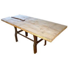 Industrial Table with  a Wood Slab Top