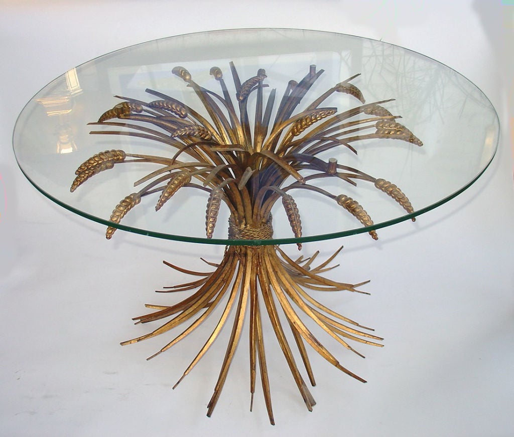 A gilt metal sheaf of wheat table.