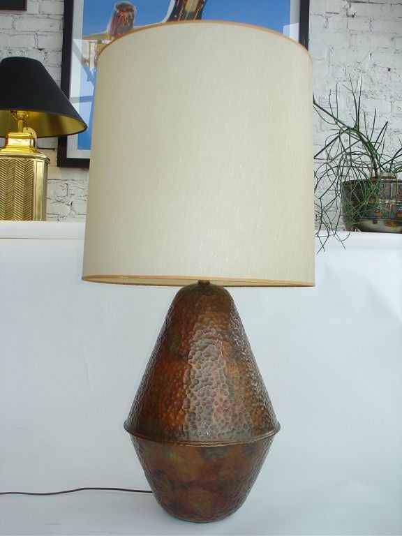 Hammered Copper Lamp by Marcello Fantoni for Raymor at 1stDibs