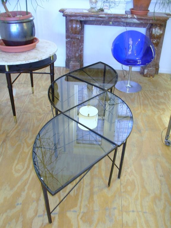 Glass Iron Coffee Table For Sale