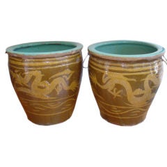 Pair of Chinese Earthenware Planters Antique Pair of Chinese Earthenware Planters