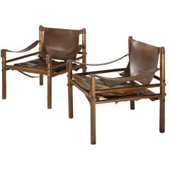 Safari lounge chairs, pair by Arne Norell