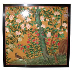 Lacquer Table with Antique Chinese Wallpaper Top 1
