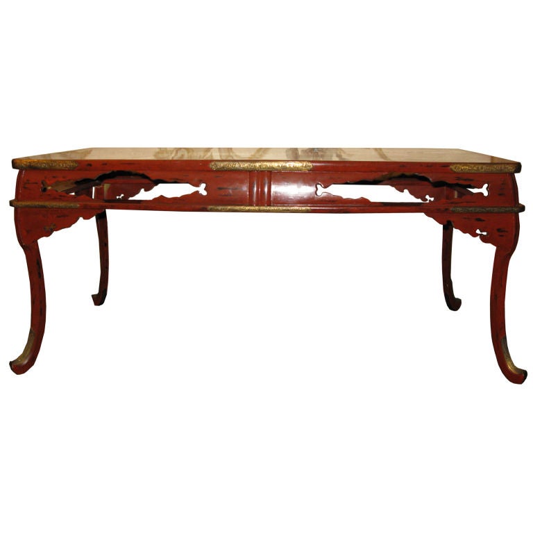 19th Century Japanese Red Lacquer Table